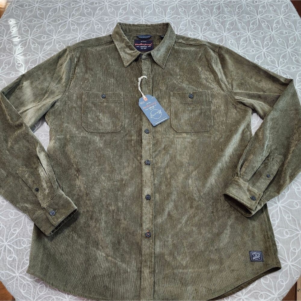 Weatherproof Vintage Comfort Stretch Corduroy Button-Up Shirt